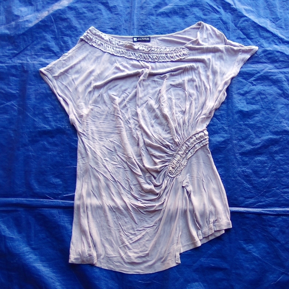 Valerie Bertinelli White Ruched Blouse